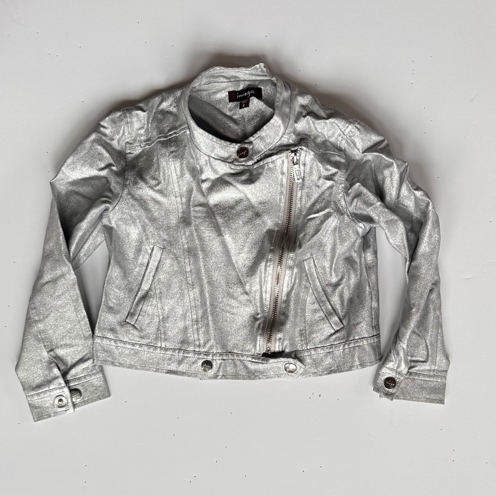 Imoga Silver Metallic Moto Jacket – Size 8
